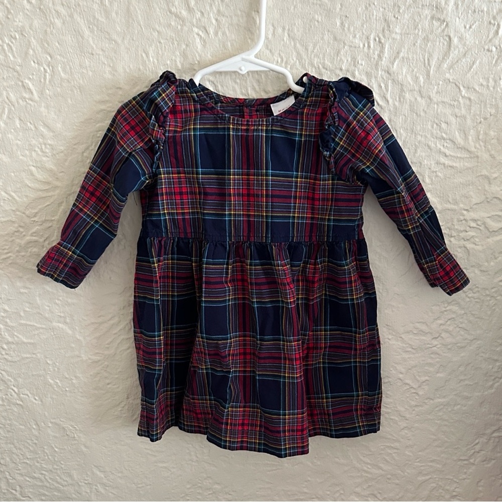 Hanna Andersson Chalkboard Plaid Dress Navy Blue Red Girls Kids 2T Toddler
